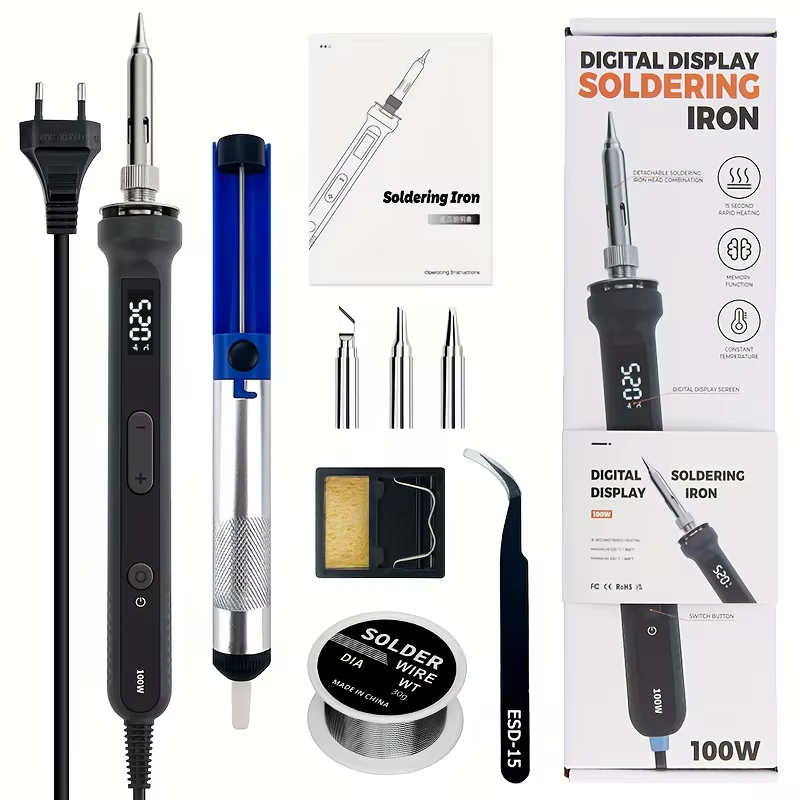 Electronics Repair Tool Kit - 100W Dijital Havya Kiti, Ayarlanabilir Sıcaklıklı
